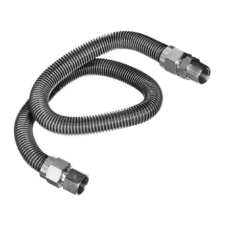 Flextron Gas Line Hose 3/8'' O.D. x 60'' Length 1/2" x 3/8" FIP Fittings, Stainless Steel Flexible Connector FTGC-SS14-60E